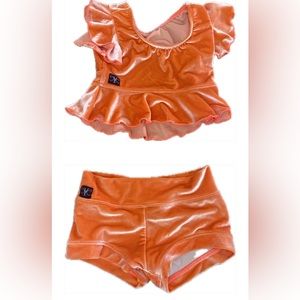 Kandi Kouture Dancewear Set
Bright Orange velvet top and matching brief